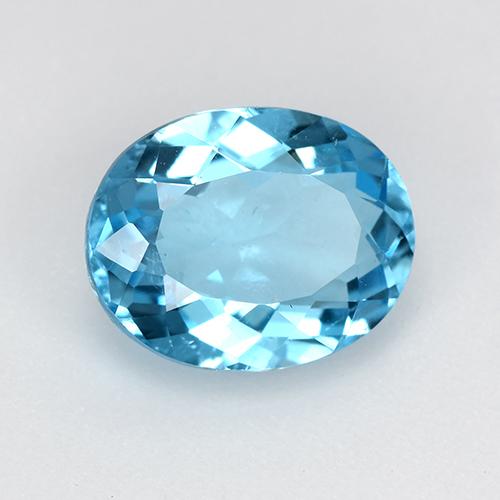 Topaze bleue naturelle coupe ovale, 2,97 ct, VS