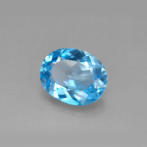 Topaze bleue naturelle coupe ovale, 2,90 ct, VS