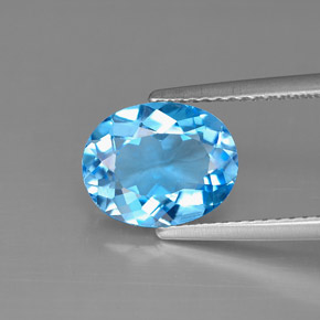 Topaze bleue naturelle coupe ovale, 2,93 ct, VS