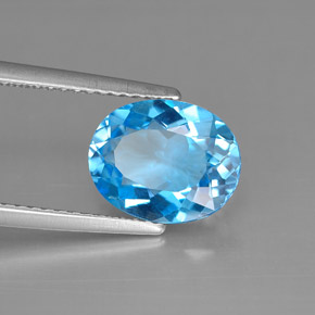 Topaze bleue naturelle coupe ovale, 2,93 ct, VS