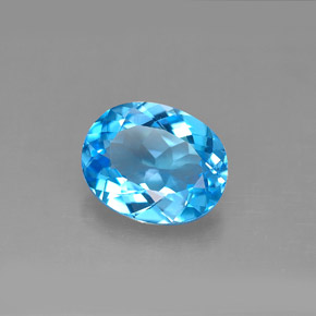 Topaze bleue naturelle coupe ovale, 3,01 ct, VS