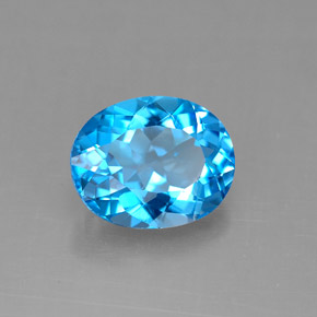 Topaze bleue naturelle coupe ovale, 3,30 ct, VS