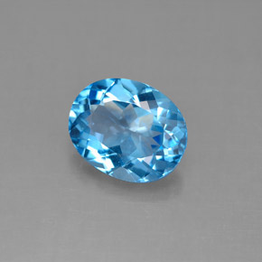 Topaze bleue naturelle coupe ovale, 3,14 ct, VS