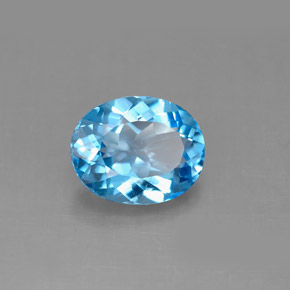 Topaze bleue naturelle coupe ovale, 3,14 ct, VS