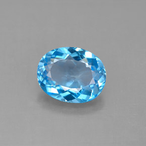 Topaze bleue naturelle coupe ovale, 3,11 ct, VS