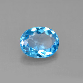 Topaze bleue naturelle coupe ovale, 3,11 ct, VS