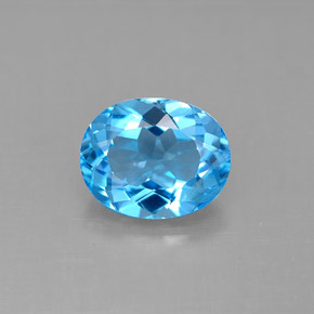 Topaze bleue naturelle coupe ovale, 3,28 ct, VS