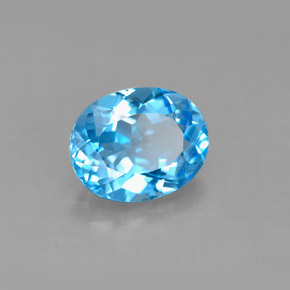 Topaze bleue naturelle coupe ovale, 3,28 ct, VS