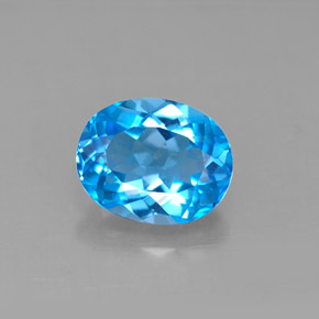 Topaze bleue naturelle coupe ovale, 3,35 ct, VVS-VS