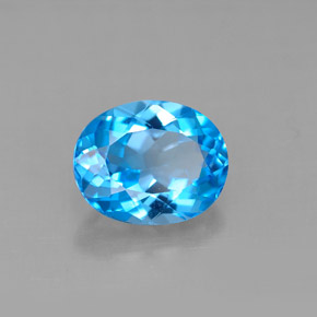 Topaze bleue naturelle coupe ovale, 3,35 ct, VVS-VS