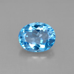 Topaze bleue naturelle coupe ovale, 3,40 ct, VS