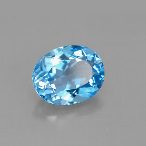 Topaze bleue naturelle coupe ovale, 3,40 ct, VS