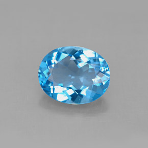 Topaze bleue naturelle coupe ovale, 3,03 ct, VS