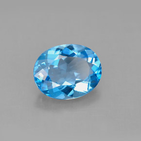 Topaze bleue naturelle coupe ovale, 3,03 ct, VS