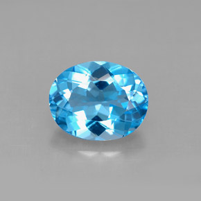 Topaze bleue naturelle coupe ovale, 3,29 ct, VS