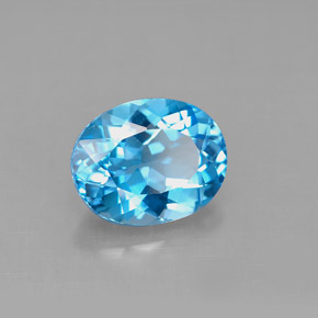 Topaze bleue naturelle coupe ovale, 3,29 ct, VS