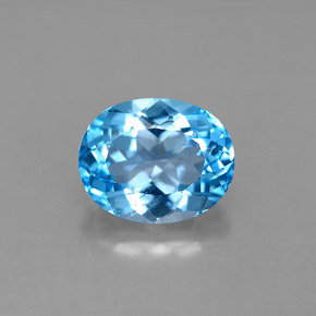Topaze bleue naturelle coupe ovale, 3,66 ct, VS