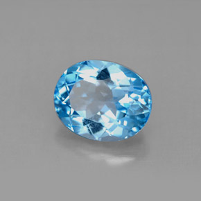 Topaze bleue naturelle coupe ovale, 3,66 ct, VS