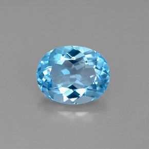 Topaze bleue naturelle coupe ovale, 3,29 ct, VS