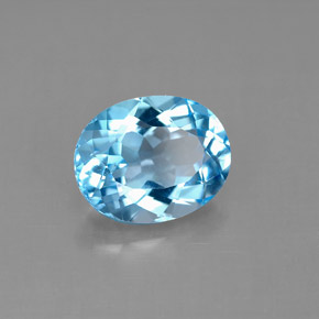 Topaze bleue naturelle coupe ovale, 3,29 ct, VS