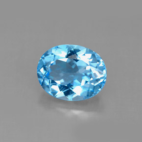 Topaze bleue naturelle coupe ovale, 3,53 ct, VS