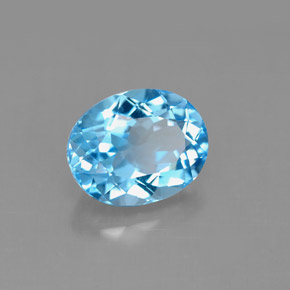 Topaze bleue naturelle coupe ovale, 3,53 ct, VS