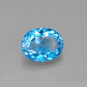 Topaze bleue naturelle coupe ovale, 3,46 ct, VS