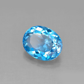 Topaze bleue naturelle coupe ovale, 3,46 ct, VS