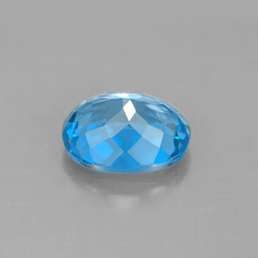 Topaze bleue naturelle coupe ovale, 3,46 ct, VS