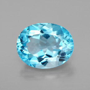 Topaze bleue naturelle coupe ovale, 3,28 ct, VS