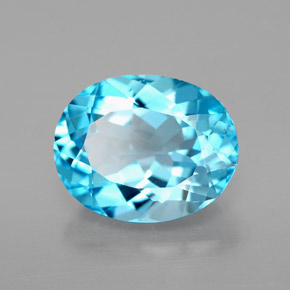 Topaze bleue naturelle coupe ovale, 3,28 ct, VS