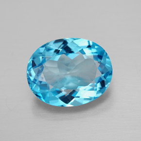 Topaze bleue naturelle coupe ovale, 3,23 ct, VVS-VS
