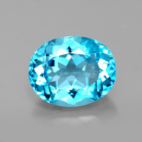 Topaze bleue naturelle coupe ovale, 3,46 ct, VS