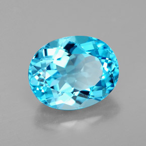 Topaze bleue naturelle coupe ovale, 3,46 ct, VS