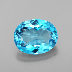 Topaze bleue naturelle coupe ovale, 3,42 ct, VS