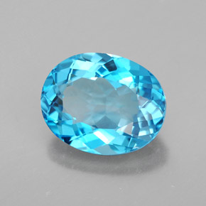 Topaze bleue naturelle coupe ovale, 3,42 ct, VS