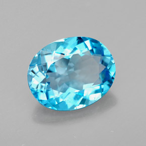 Topaze bleue naturelle coupe ovale, 3,10 ct, VS