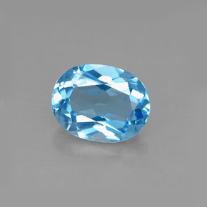 Topaze bleue naturelle coupe ovale, 2,22 ct, VS