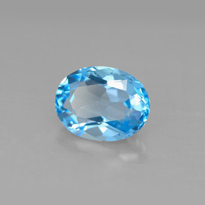 Topaze bleue naturelle coupe ovale, 2,37 ct, VS