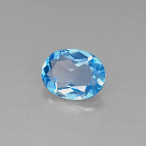 Topaze bleue naturelle coupe ovale, 2,11 ct, VS