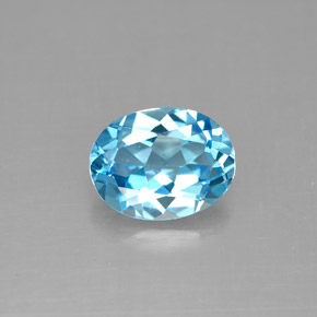 Topaze bleue naturelle coupe ovale, 1,89 ct, VS