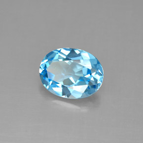 Topaze bleue naturelle coupe ovale, 1,89 ct, VS