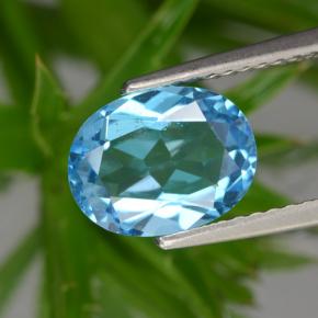 Topaze bleue naturelle coupe ovale, 2,39 ct, VS