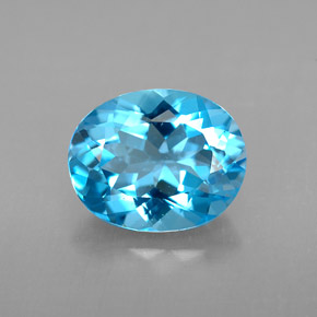 Topaze bleue naturelle coupe ovale, 3,01 ct, VS