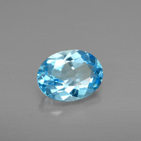 Topaze bleue naturelle coupe ovale, 1,40 ct, VS