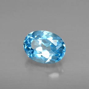 Topaze bleue naturelle coupe ovale, 1,72 ct, VS