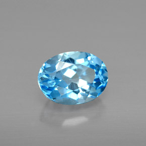 Topaze bleue naturelle coupe ovale, 1,72 ct, VS