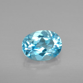 Topaze bleue naturelle coupe ovale, 1,65 ct, VS