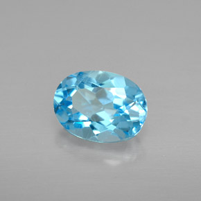 Topaze bleue naturelle coupe ovale, 1,65 ct, VS