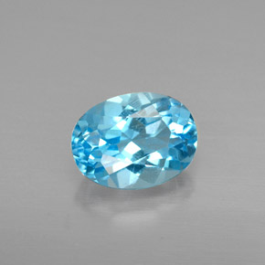 Topaze bleue naturelle coupe ovale, 1,72 ct, VS
